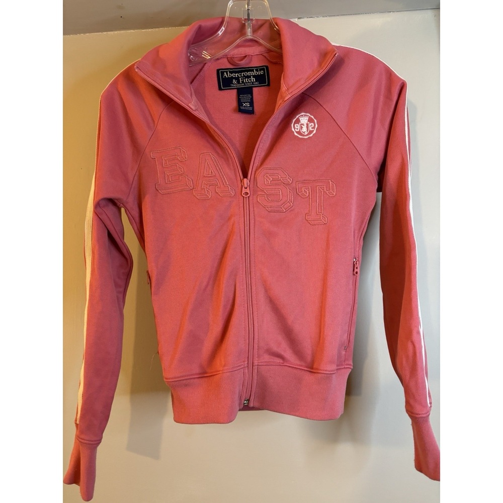 VTG ABERCROMBIE & FITCH Pink Zip Up Jacket XS Warm‎ Up Y2K